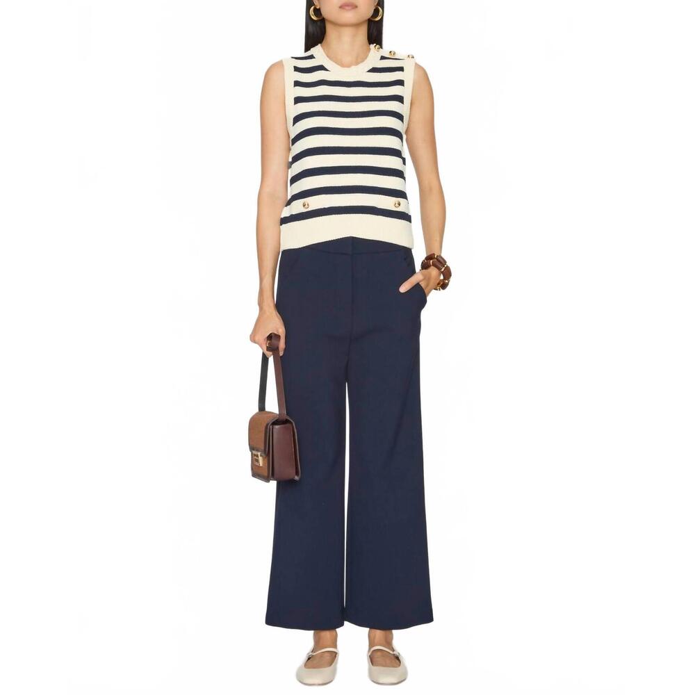 NEW FRAME the harbor stripe vest in navy multi